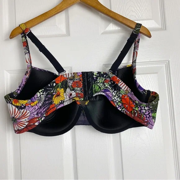 Cacique Swim Bikini Top Tropical Floral Print Underwire 46D - Picture 3 of 7
